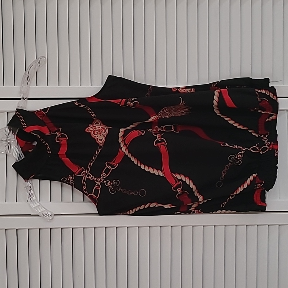 INC top, size M red gold and black, wide elastic bottom